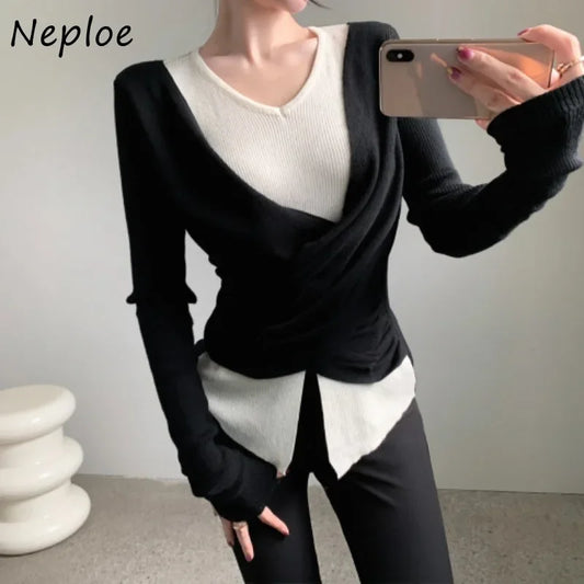 Fake Two-Piece Knitted Sweater Femme SA102