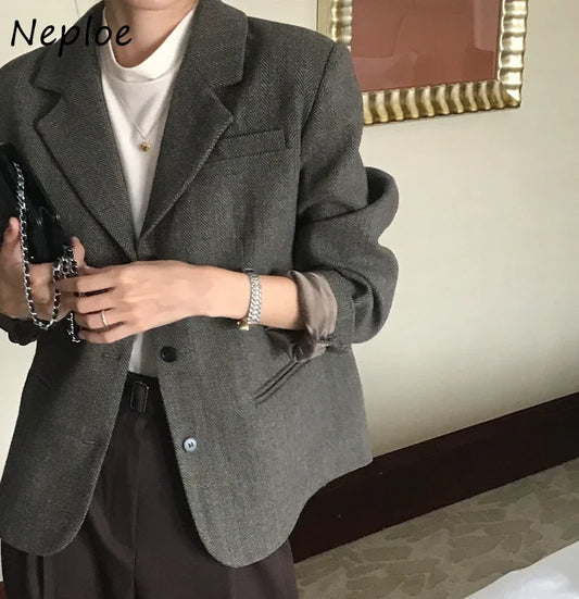 Turn-down Collar Long Sleeve Tailored Coat SA074