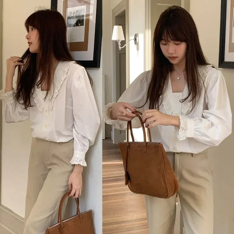 Square Neck Versatile Long Sleeve Shirt SA063