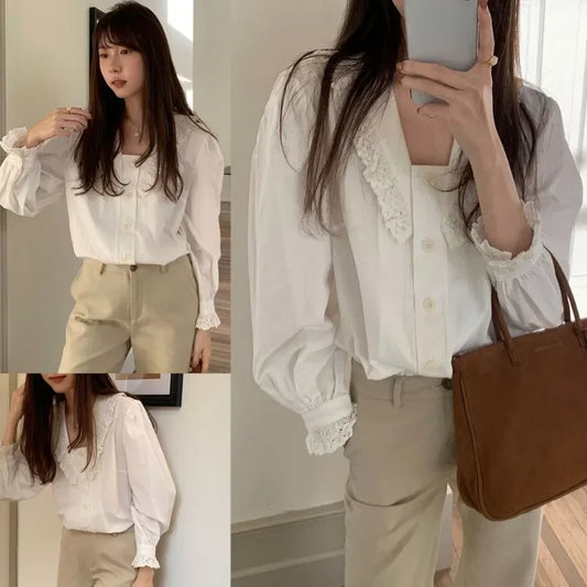 Square Neck Versatile Long Sleeve Shirt SA063