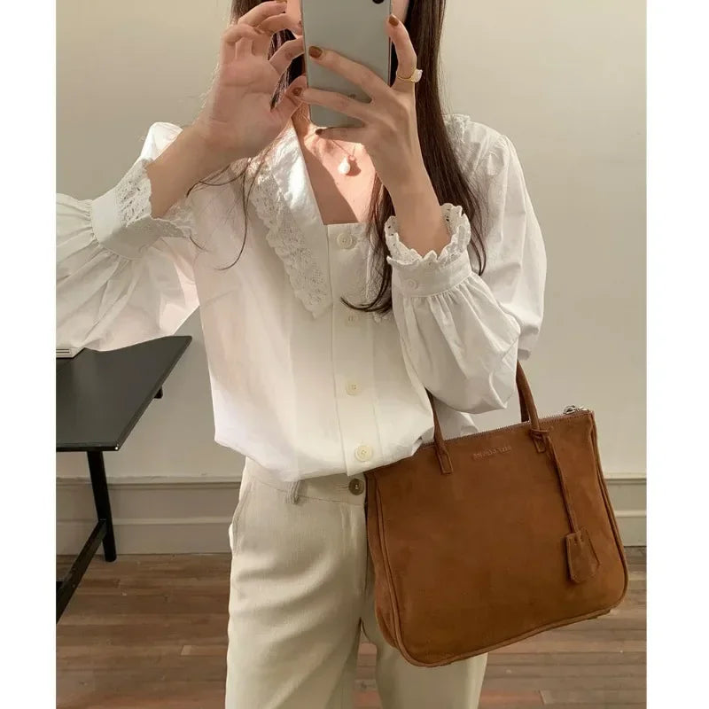 Square Neck Versatile Long Sleeve Shirt SA063