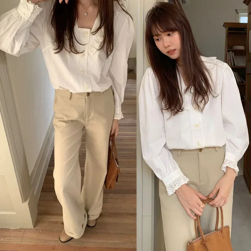 Square Neck Versatile Long Sleeve Shirt SA063