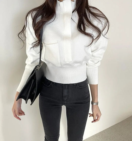 Winter Korean Simple Elegant Knitted Pullovers