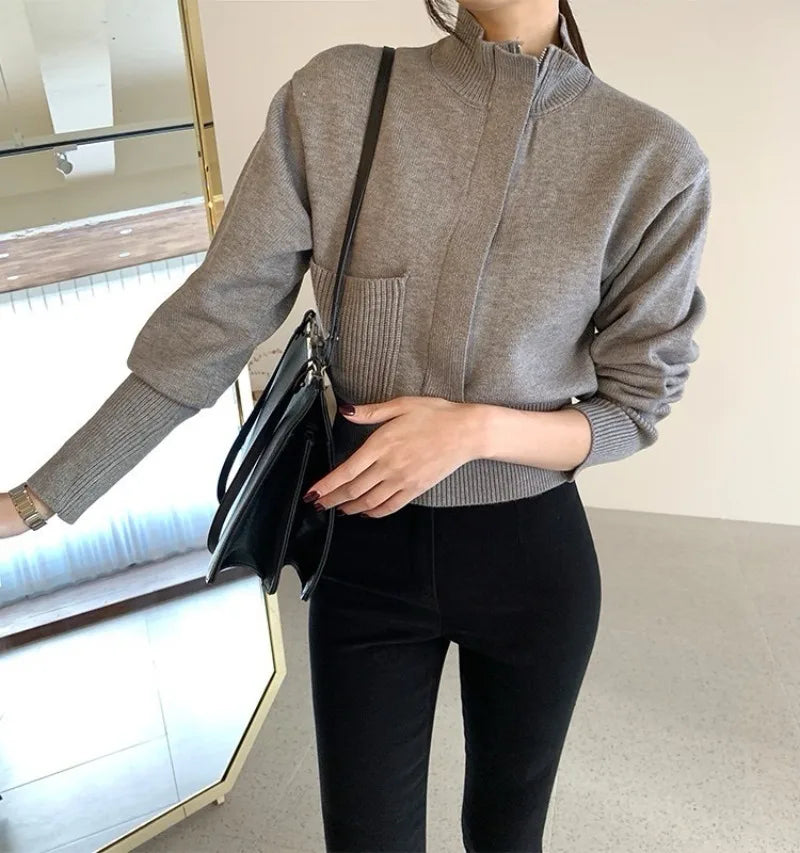 Winter Korean Simple Elegant Knitted Pullovers