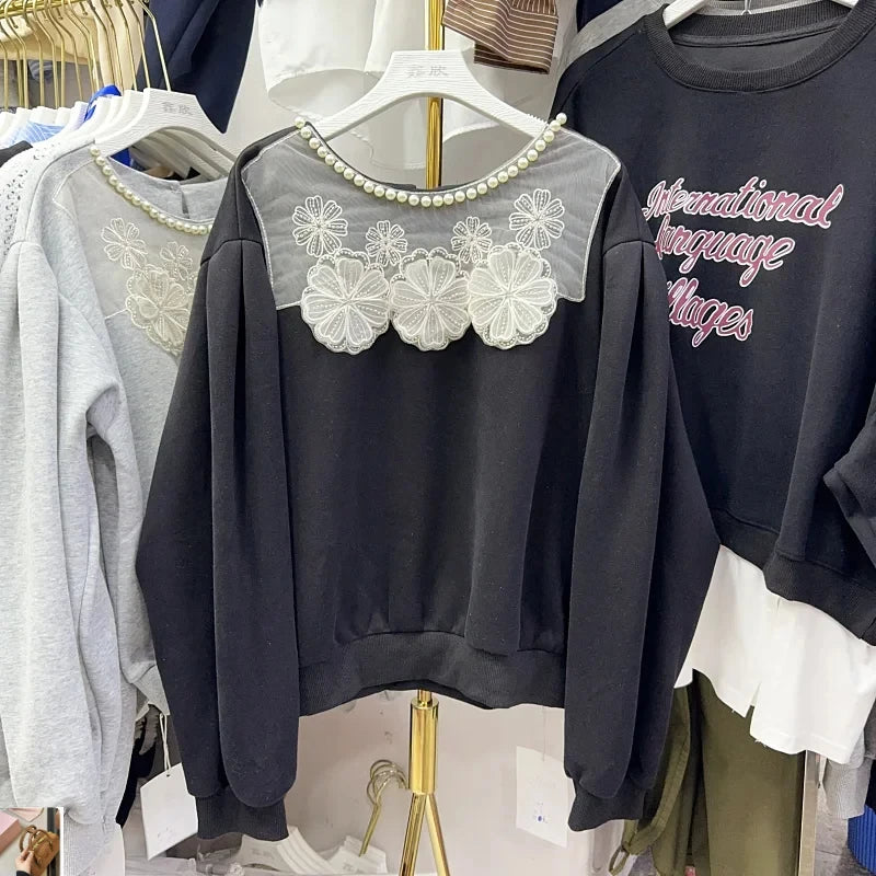 Nail Bead O-Neck Sweatshirt Femme  Hoodies SA052/SA139