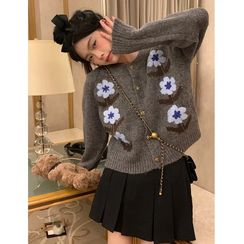 Autumn Winter Sweet Style Loose Knitted Cardigan 52B375