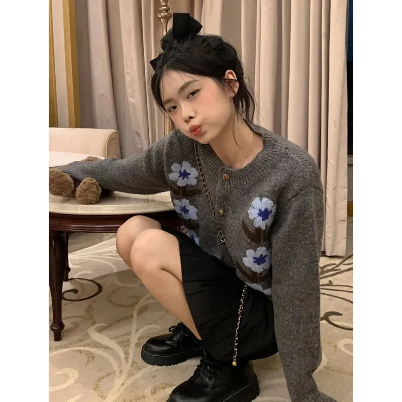 Autumn Winter Sweet Style Loose Knitted Cardigan 52B375
