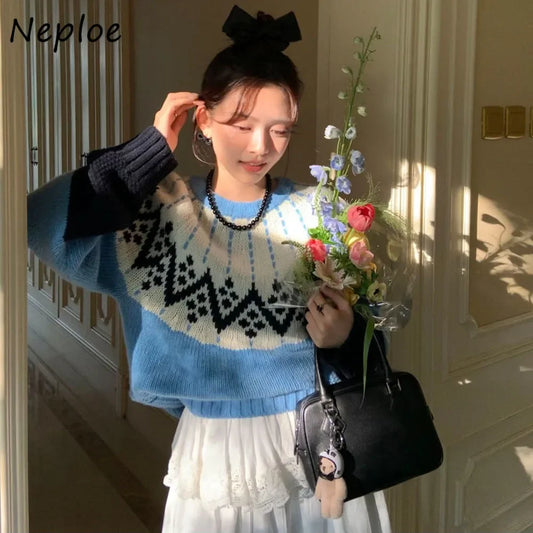 O-Neck Versatile Pullover Femme