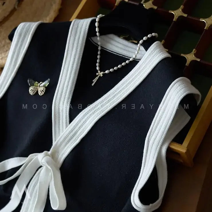 Woolen Knit Coat Lace Up Korea Chic Y2K Vest
