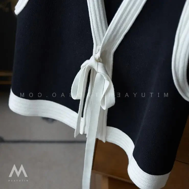 Woolen Knit Coat Lace Up Korea Chic Y2K Vest