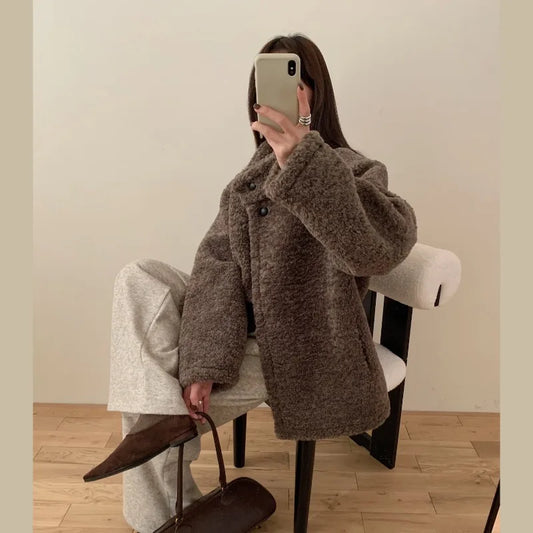 Kuzuwtata Loose Single Breasted Jacket Winter  SA107