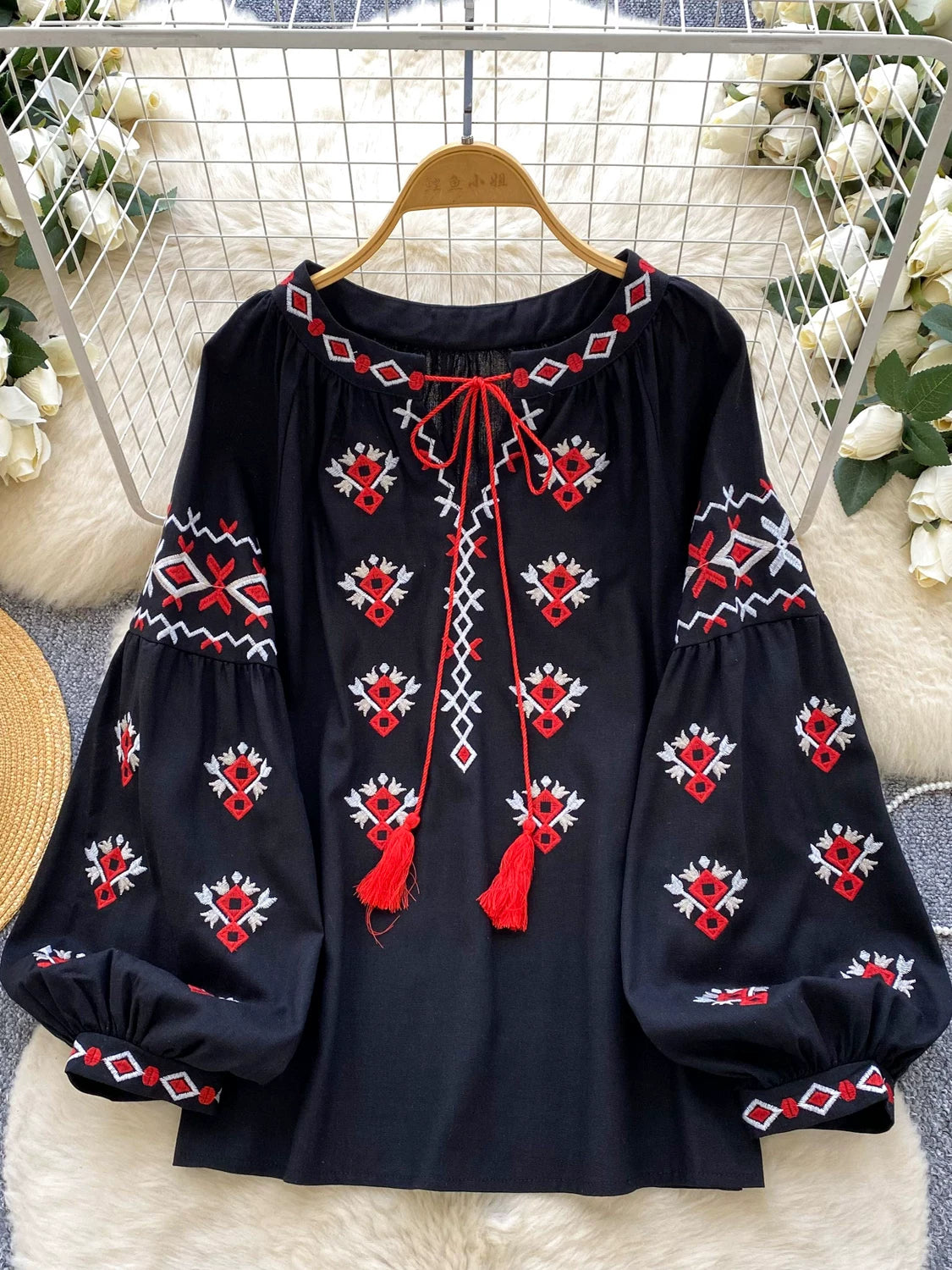 Round Neck Lantern Sleeve Shirt SA762