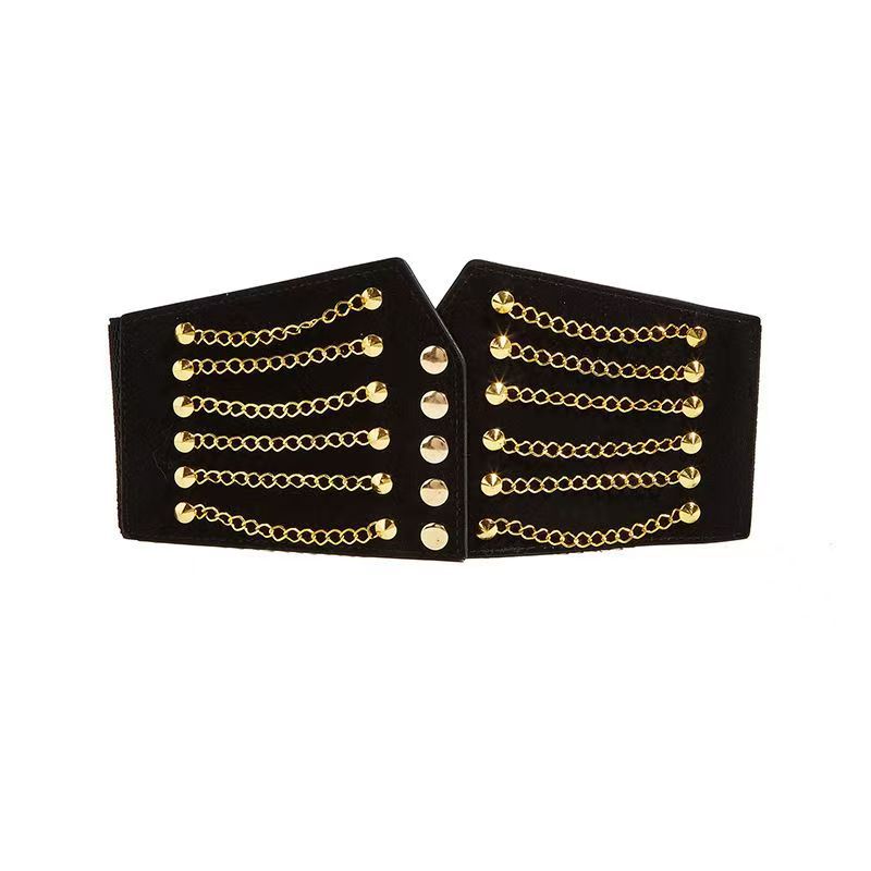 Waist Belt with Rivets and Elastic 64H074
