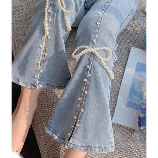 Beaded Flared High-waist Jeans  US 64D098