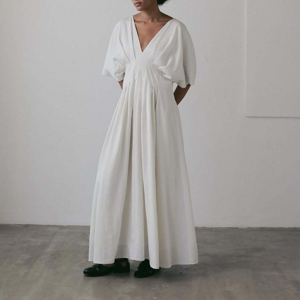 Waist Slim Dress Loose Shoulder Length Dress SA366