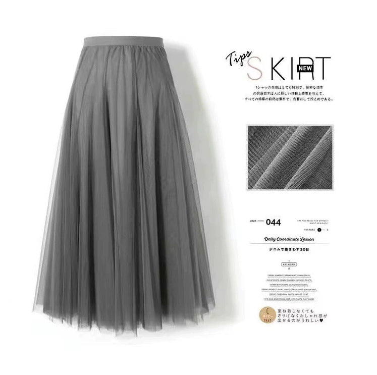 Carefully Selected Pleated Skirt with Mesh Overlay 69B976