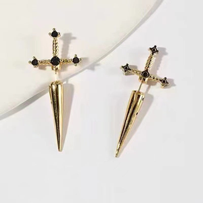 Gothic Sword Lady Stud Earrings Woman 69B902