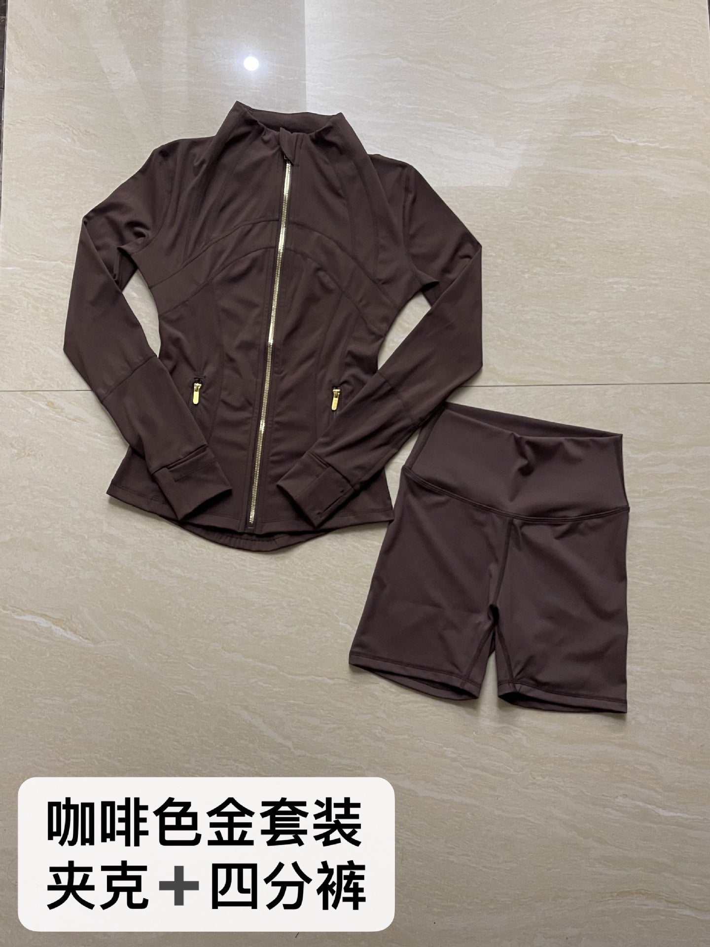Quarter Pants + Stand-up Collar Jacket Set SA517