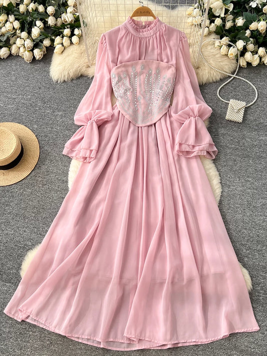 Pink Lace Diamond Dress  64D116