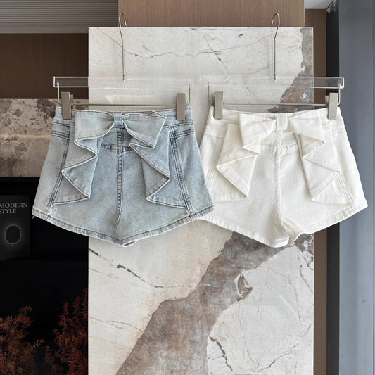 Women's Bow Tie Denim Shorts  US 64D095