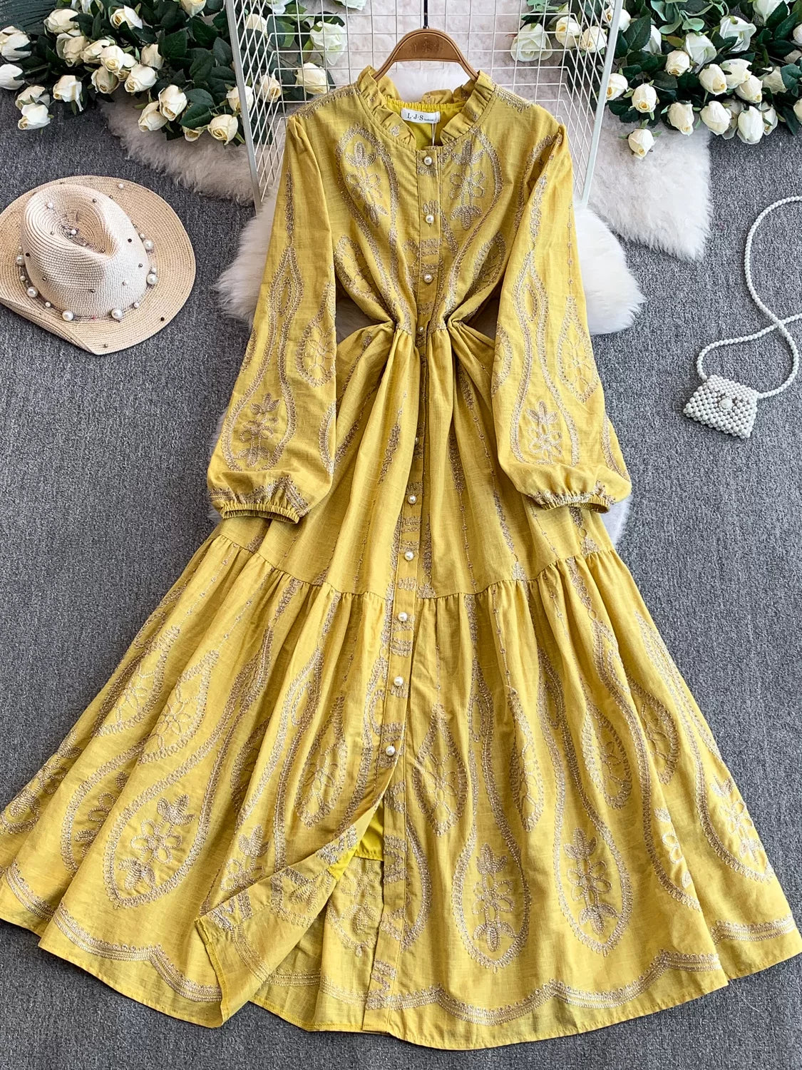 Embroidered Ruffle Collar Dress SA744