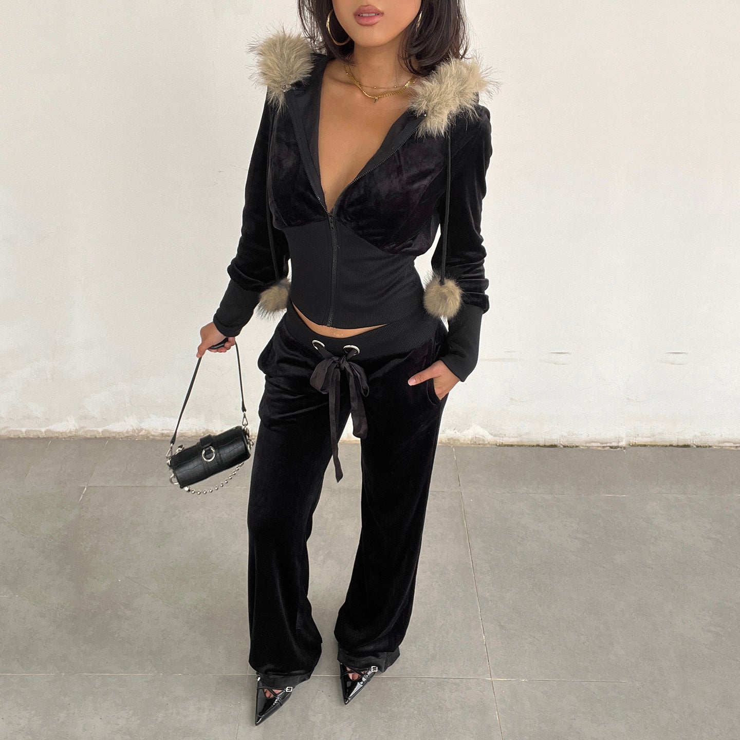 Drawstring Slacks Suit for Women SA526