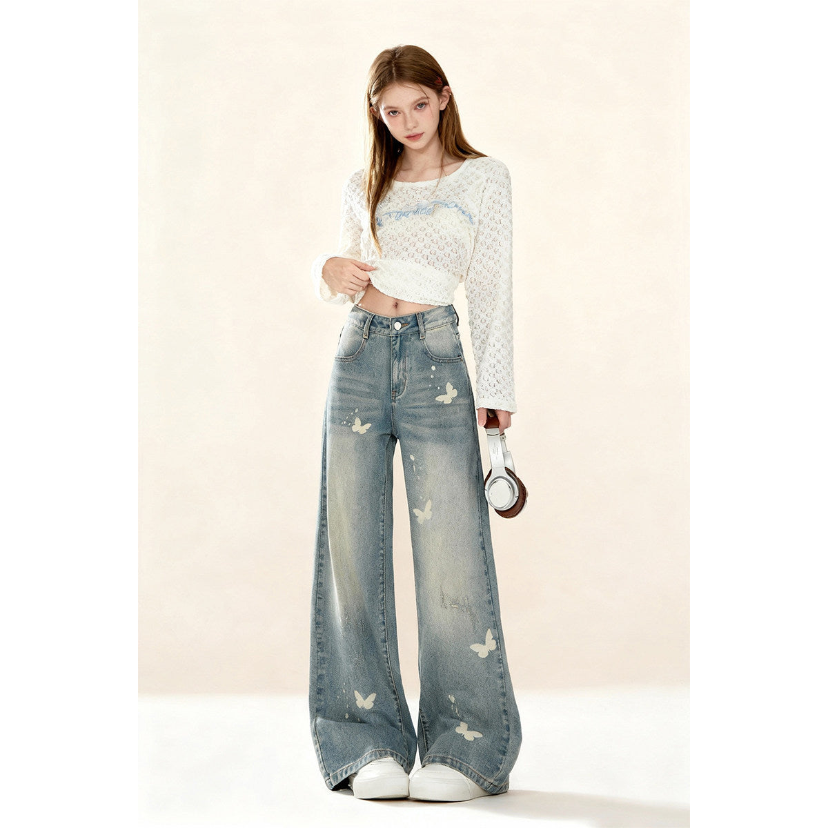Women's Butterfly Print Jeans 69C030