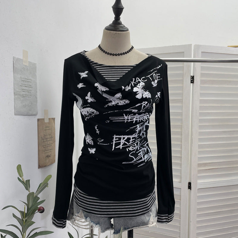 Fake Two-piece Striped Long-sleeved T-shirt SA654/SA655