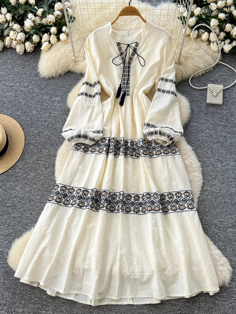 Women's Round Neck Lantern Sleeve Dress SA764