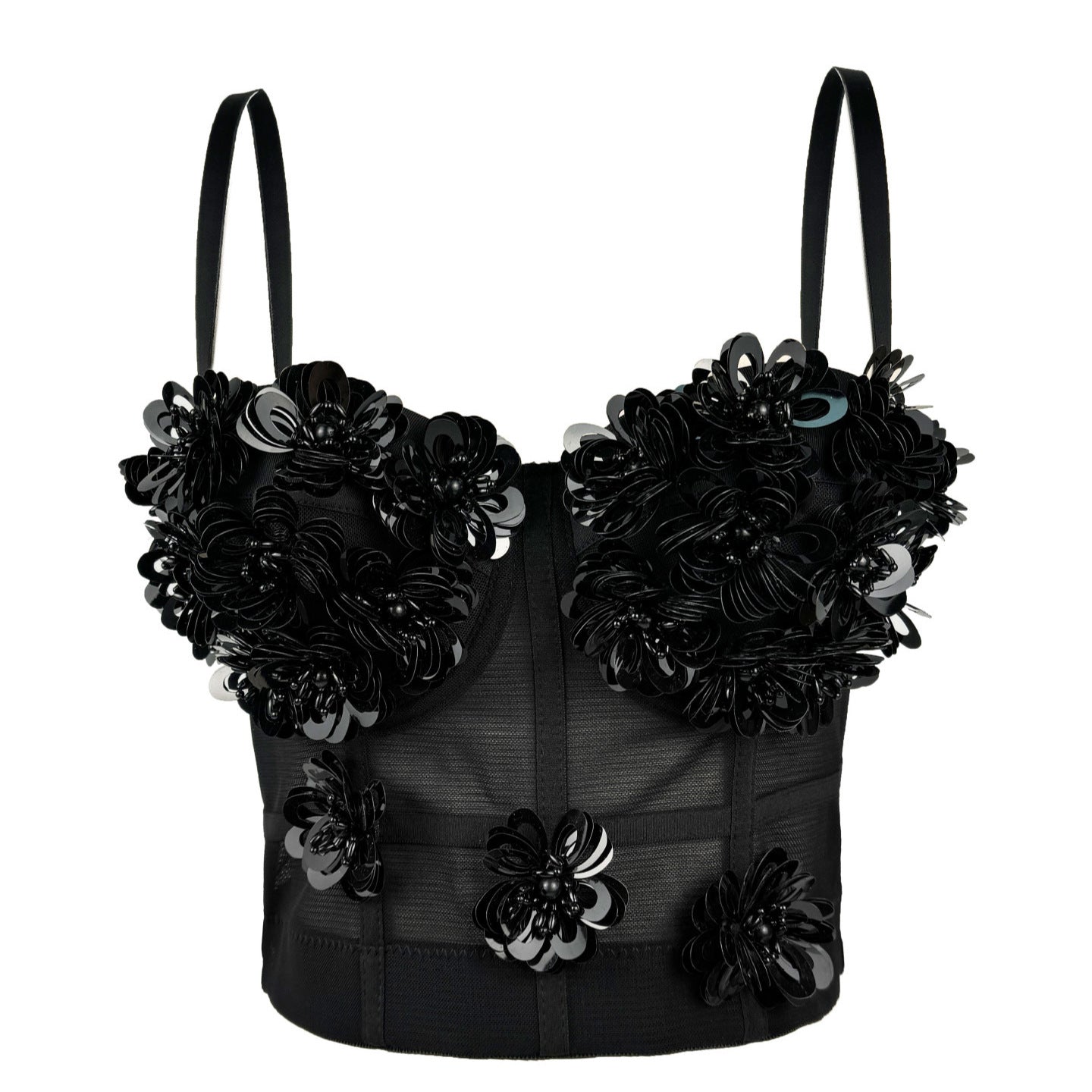 Black and White Sequined Fishbone Sling 69B882