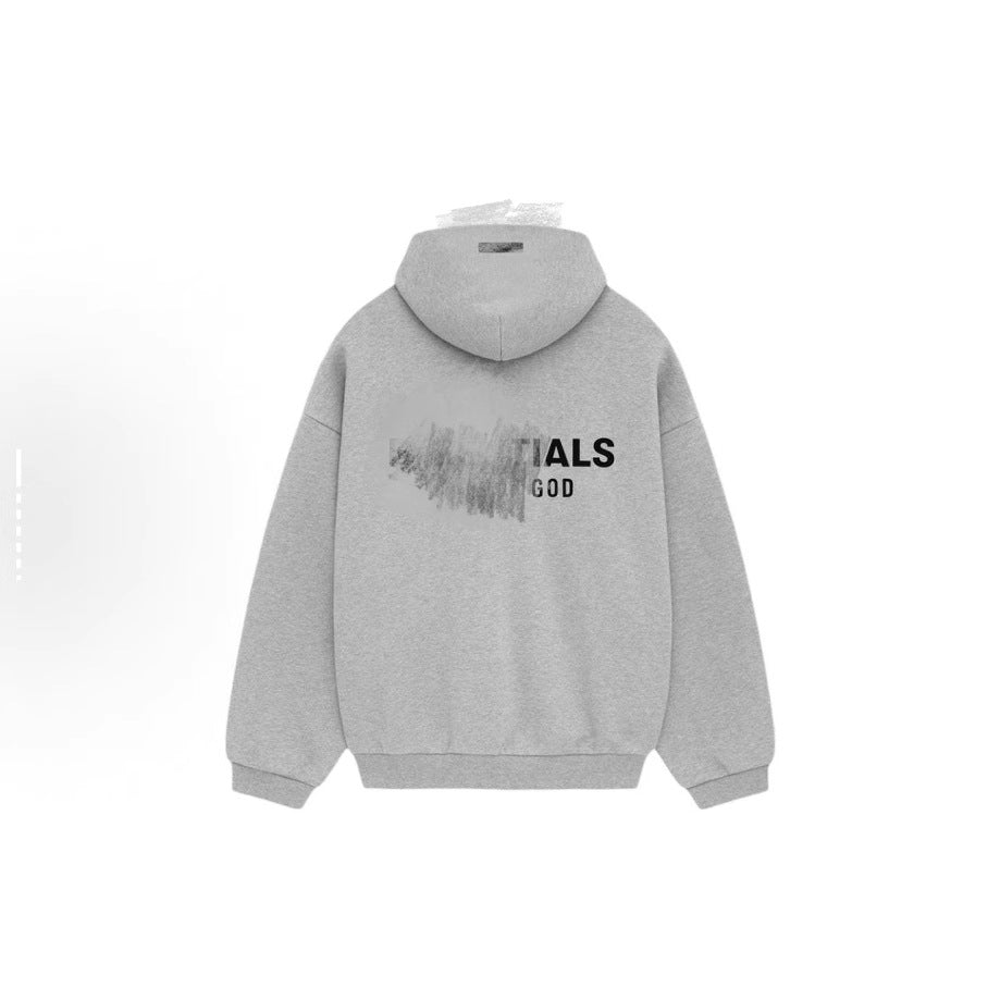 Letter Print Fleece Hoodie  64D063