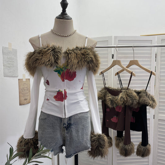 Long Sleeve T-Shirt Zip Cardigan Short Thin Velvet Top SA470