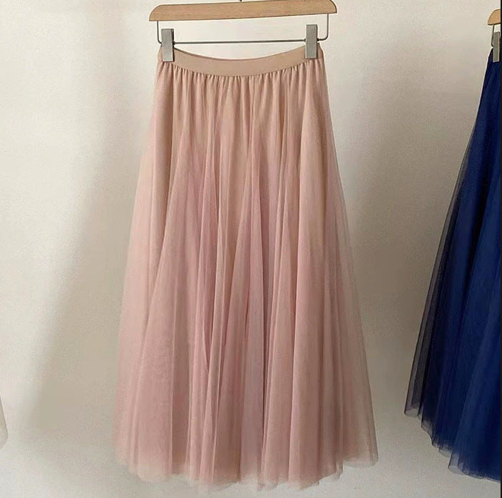 Carefully Selected Pleated Skirt with Mesh Overlay 69B976