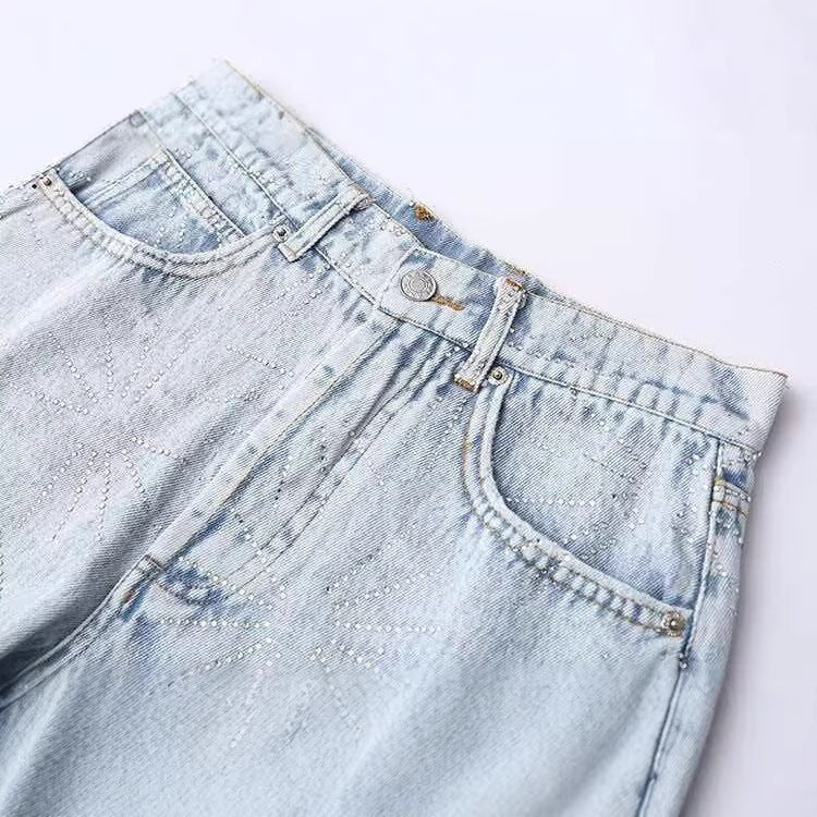 High-waisted A-line Denim Shorts SA988