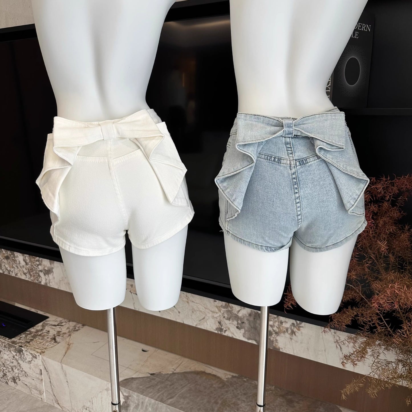 Women's Bow Tie Denim Shorts  US 64D095