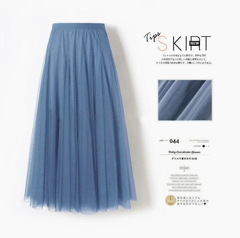 Carefully Selected Pleated Skirt with Mesh Overlay 69B976
