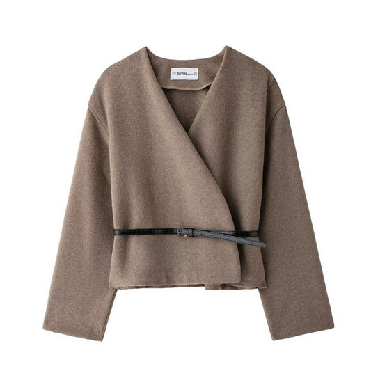 Casual Temperament with Belt Soft Jacket   SA332