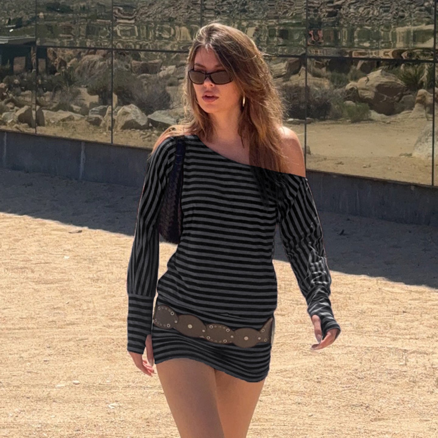 Striped Long-sleeved Dress SA640/SA978/SA979/SA980