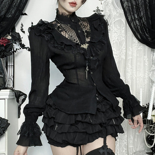 Lace Cutout Long-sleeved Top SA710