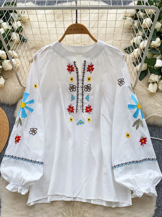 Round Neck Lantern Sleeve Shirt  SA797/SA798