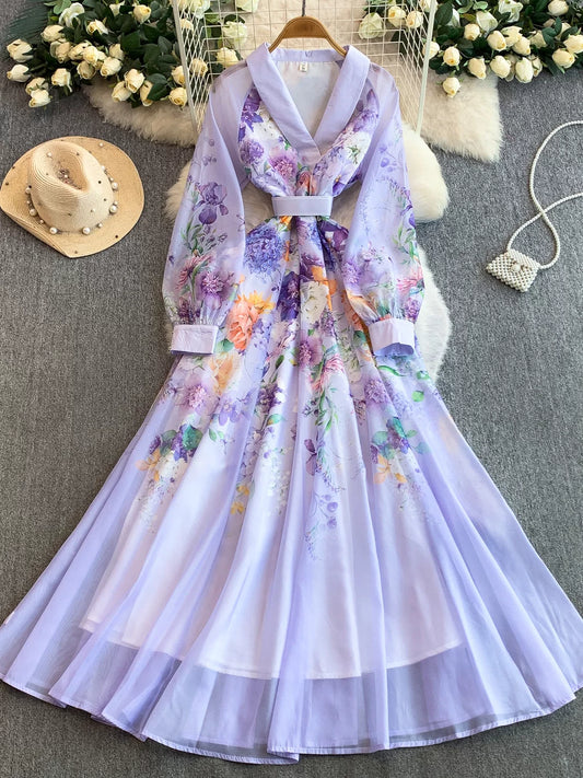 Printed V-neck Dress SA748/SA749