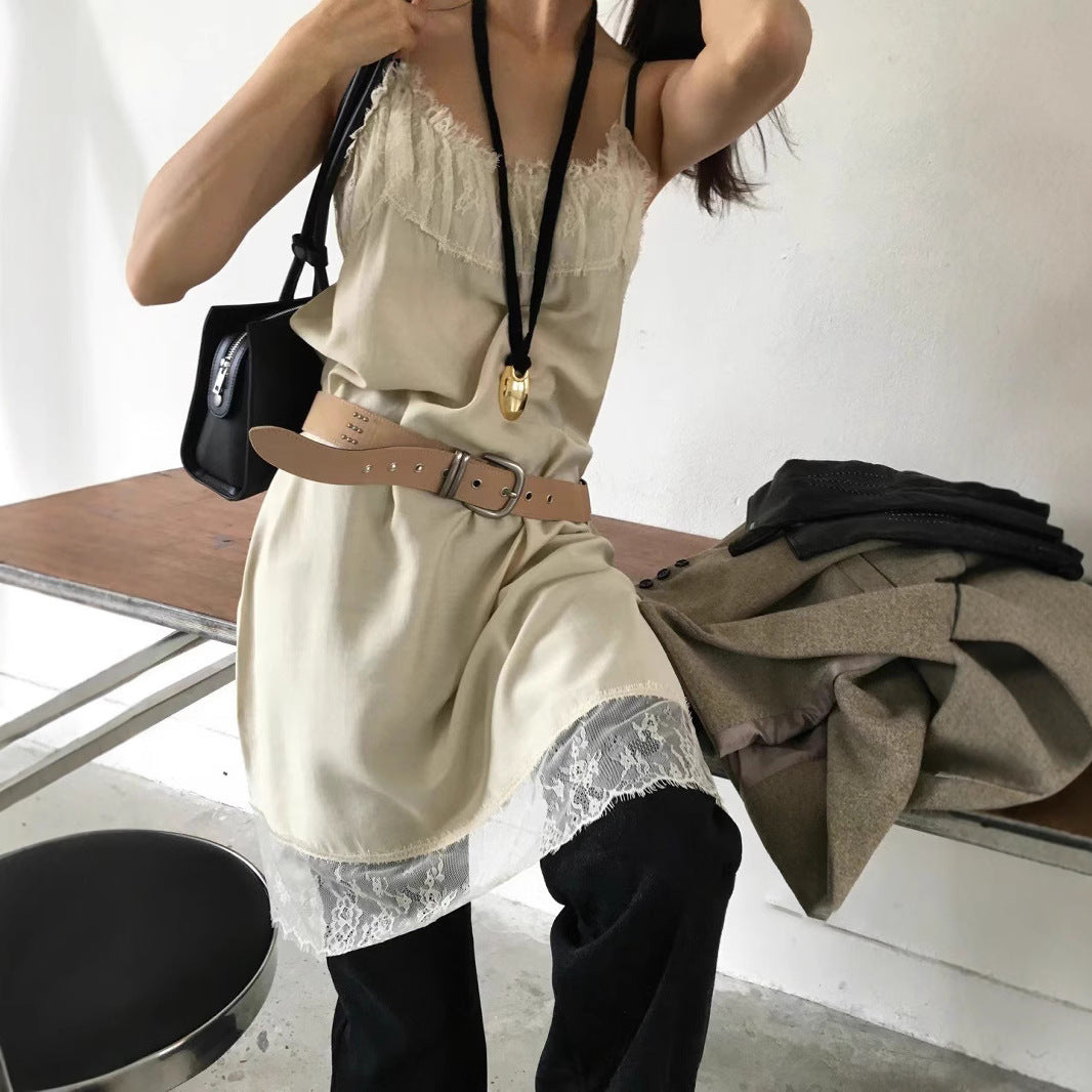 White Lace Stitching Dress SA501