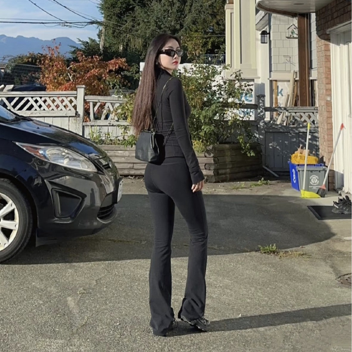 Micro Flared Pants Stand-up Collar Jacket Set SA516