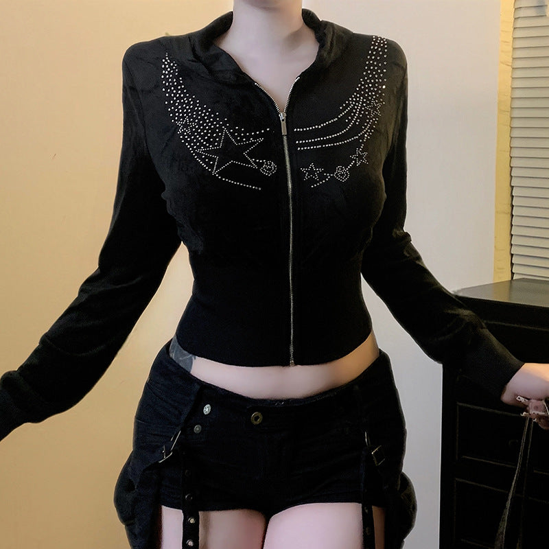 Zip Hooded Long-sleeved Top SA431
