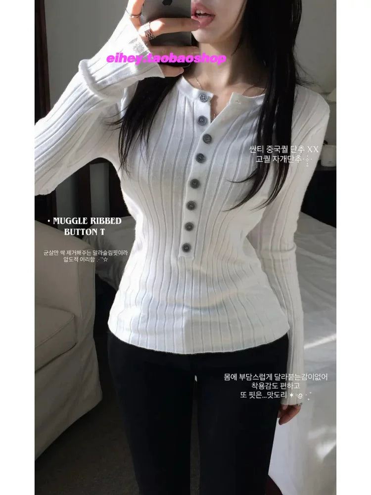 Knitted Long-sleeved Bottoming Shirt Top Women SA623