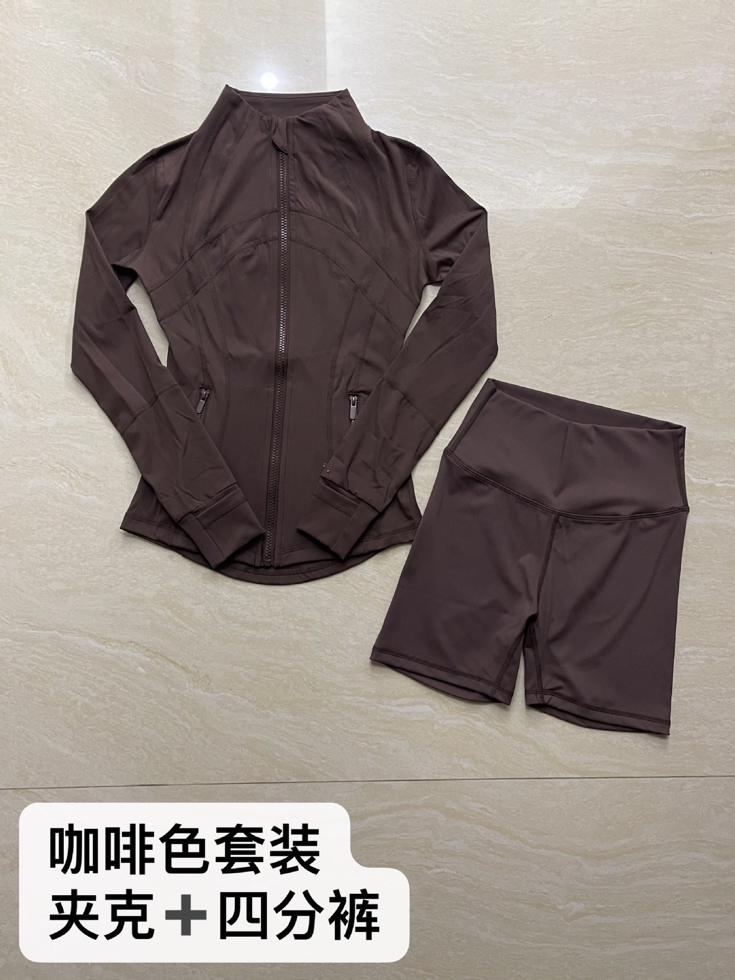 Quarter Pants + Stand-up Collar Jacket Set SA517