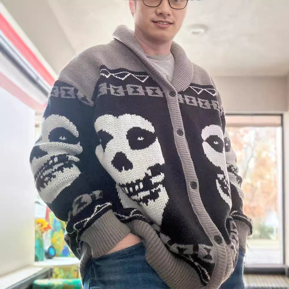 Loose Lapel Button-up Knitted Cardigan Sweater SA465