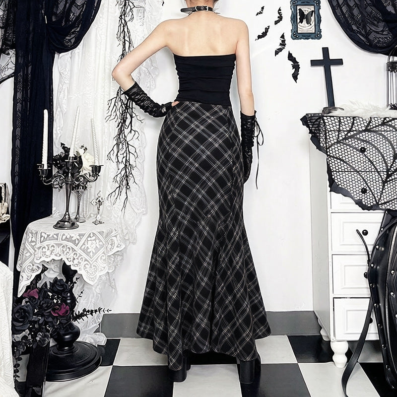Black Plaid Skirt SAB009
