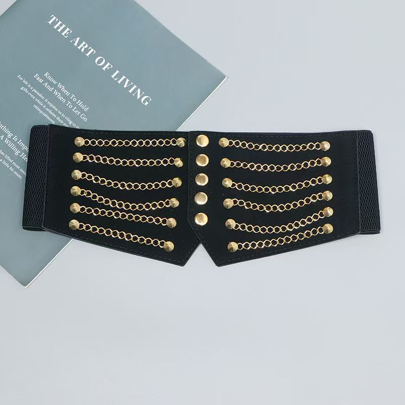 Waist Belt with Rivets and Elastic 64H074