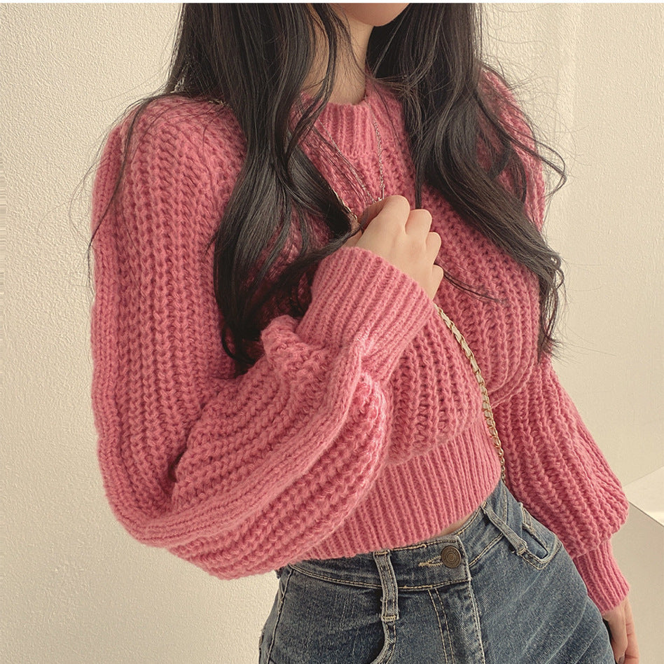 Pink Puff Sleeve Sweater 64H241